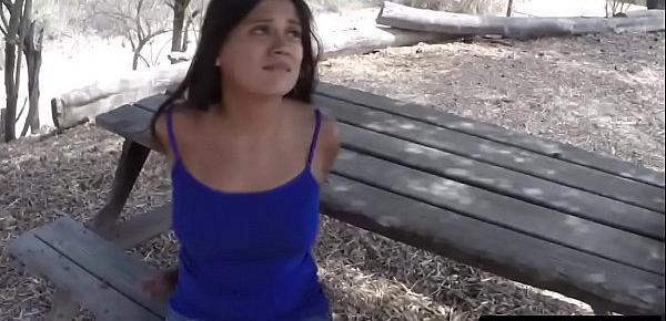  Dark haired teen banged by border guard on bench